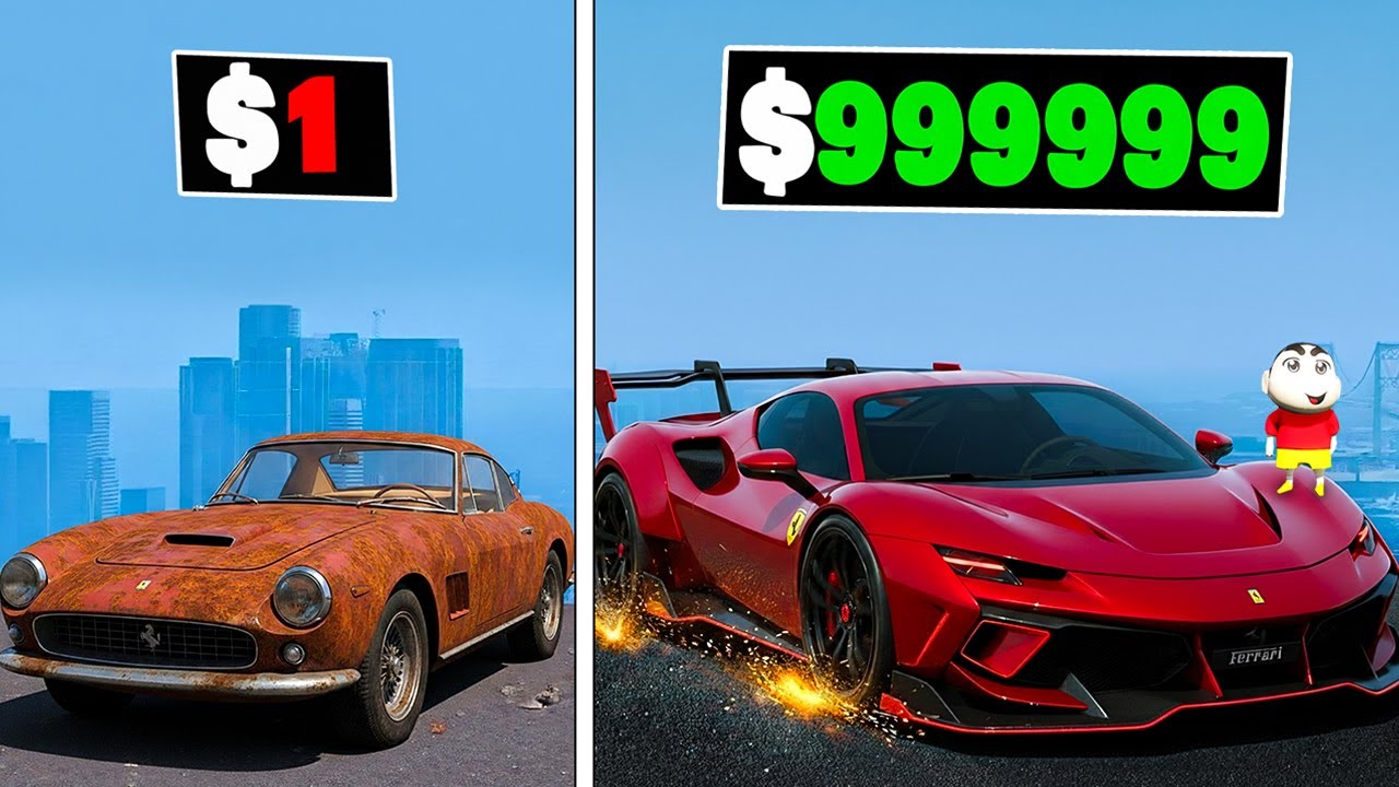 Franklin & Shinchan Unlocking $0 to $99,999,999 Ferrari in GTA 5