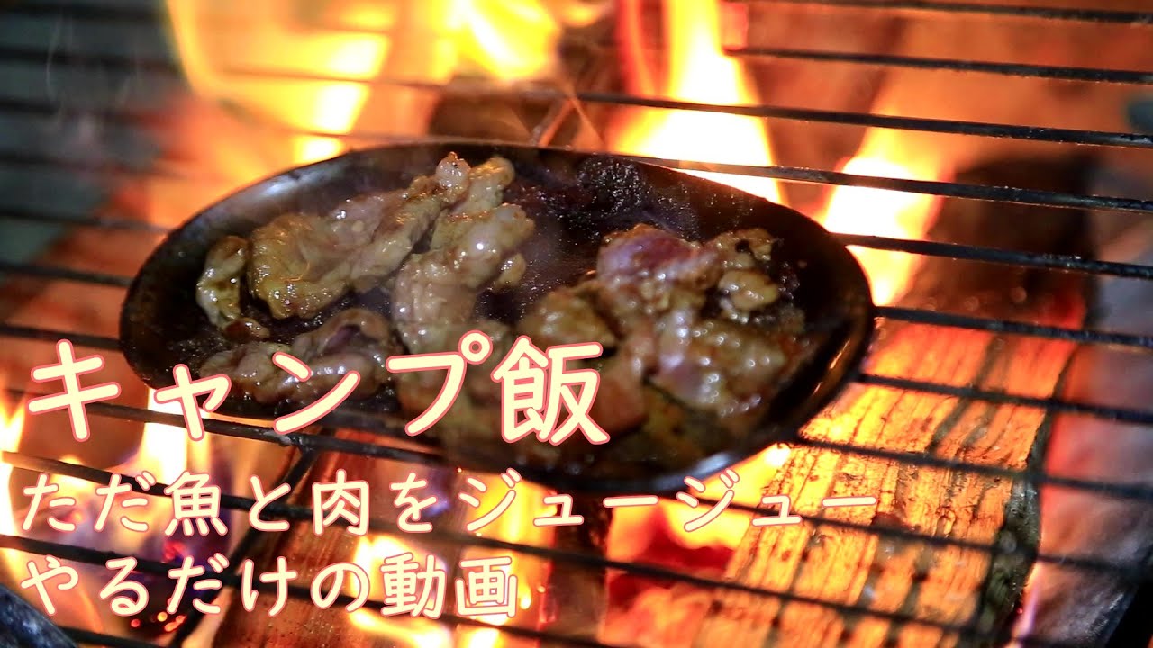 キャンプ飯　ただ魚と肉を焼き日本酒を吞む動画　ラスタキャンプ白州