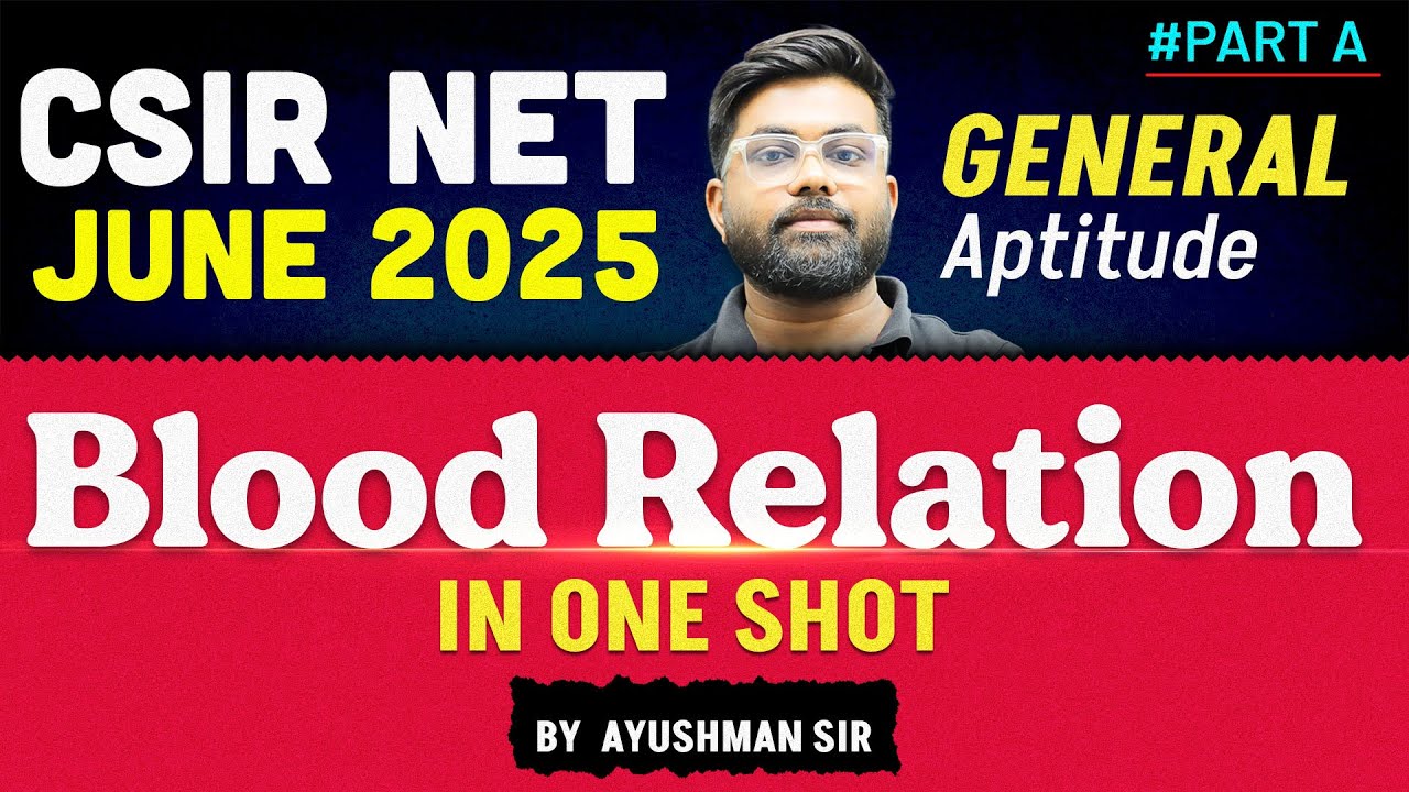 CSIR NET June 2025 | General Aptitude Part A | Blood Relation in One Shot | By Ayushman Sir