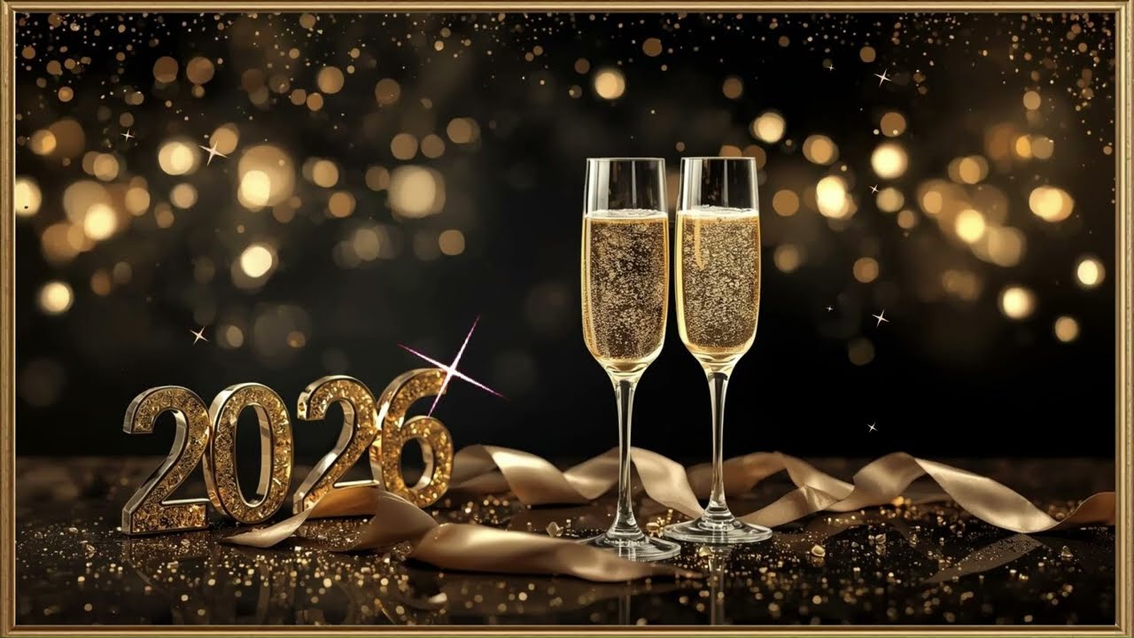 Happy New Year 2026 Frame TV Art | Champagne Luxury New Year Eve TV Background 4K celebration party