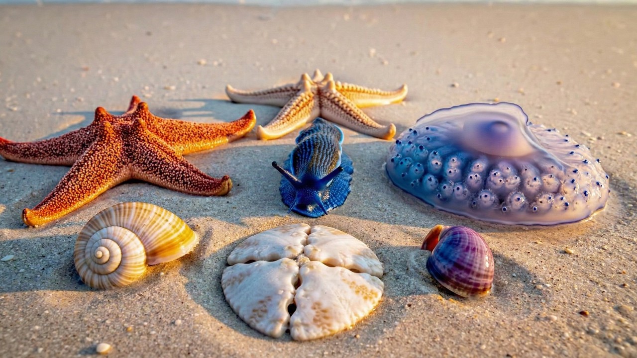 Portuguese Man o’ War & Violet Sea Snail Found on Shore — Satisfying Marine Cleaning ASMR