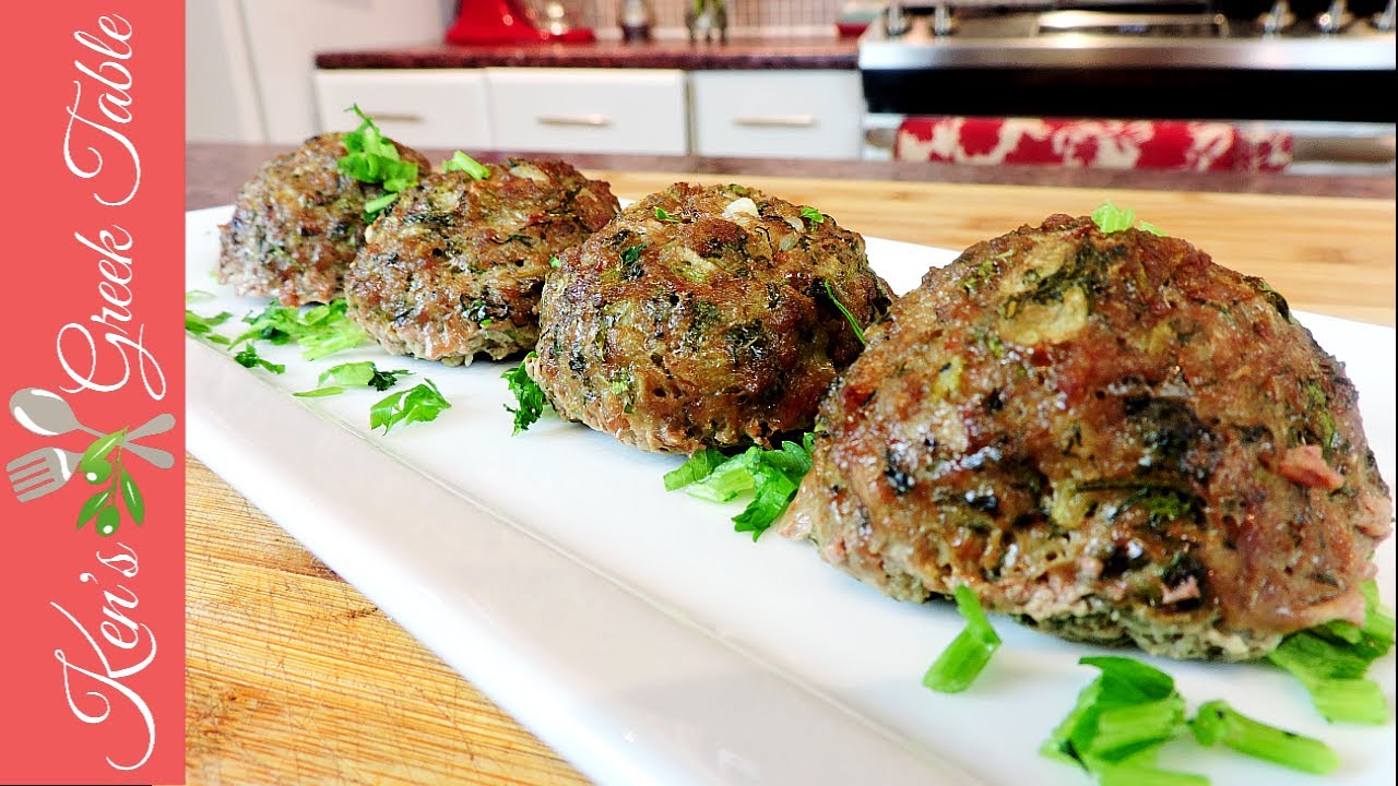 Baked Greek Meatballs Stuffed with Feta Cheese | Keftedes Without Breadcrumbs