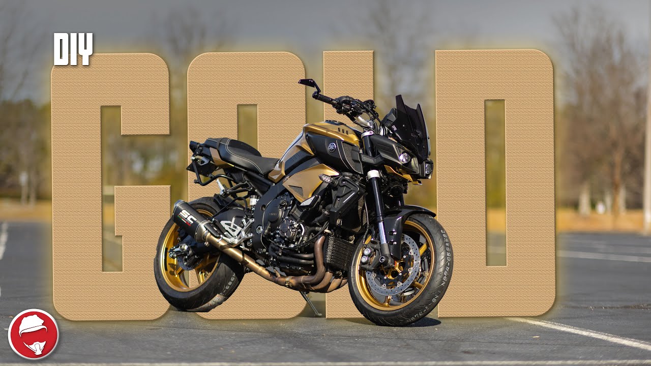 I tried DIY Spray Painting my Yamaha MT10 GOLD and it looks...