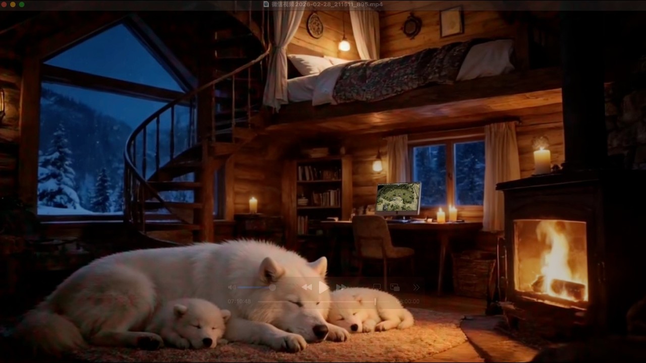 Snowstorm Sleep Sounds (8H) | Cozy Cabin Fireplace | Deep Sleep White Noise