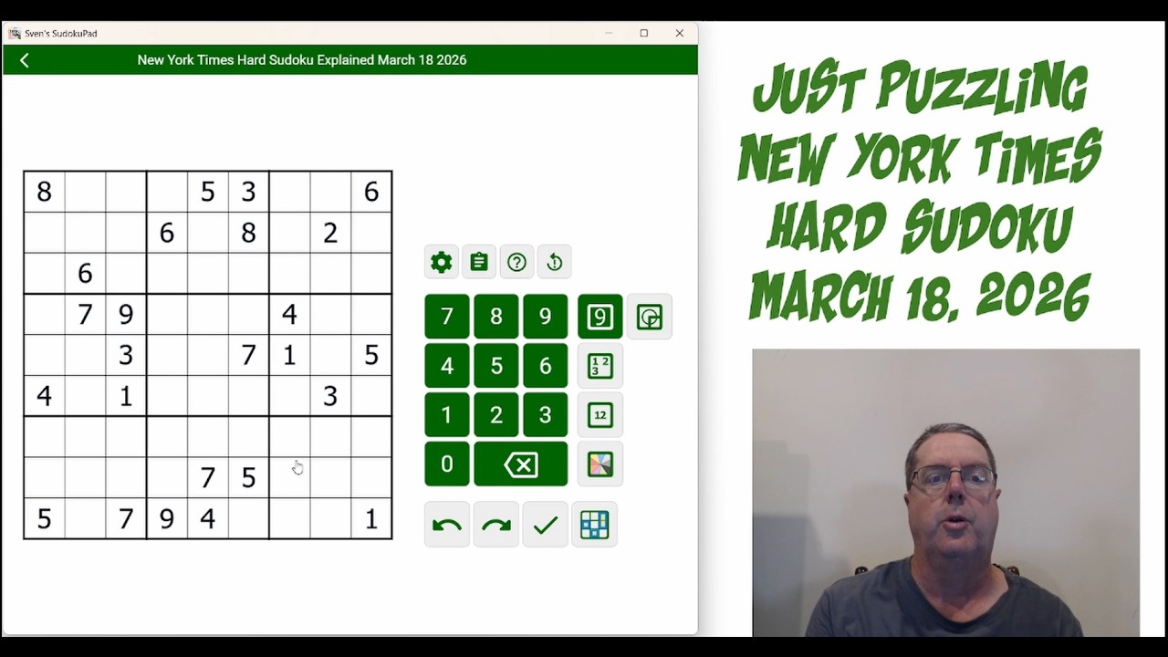 New York Times Hard Sudoku March 18 2026