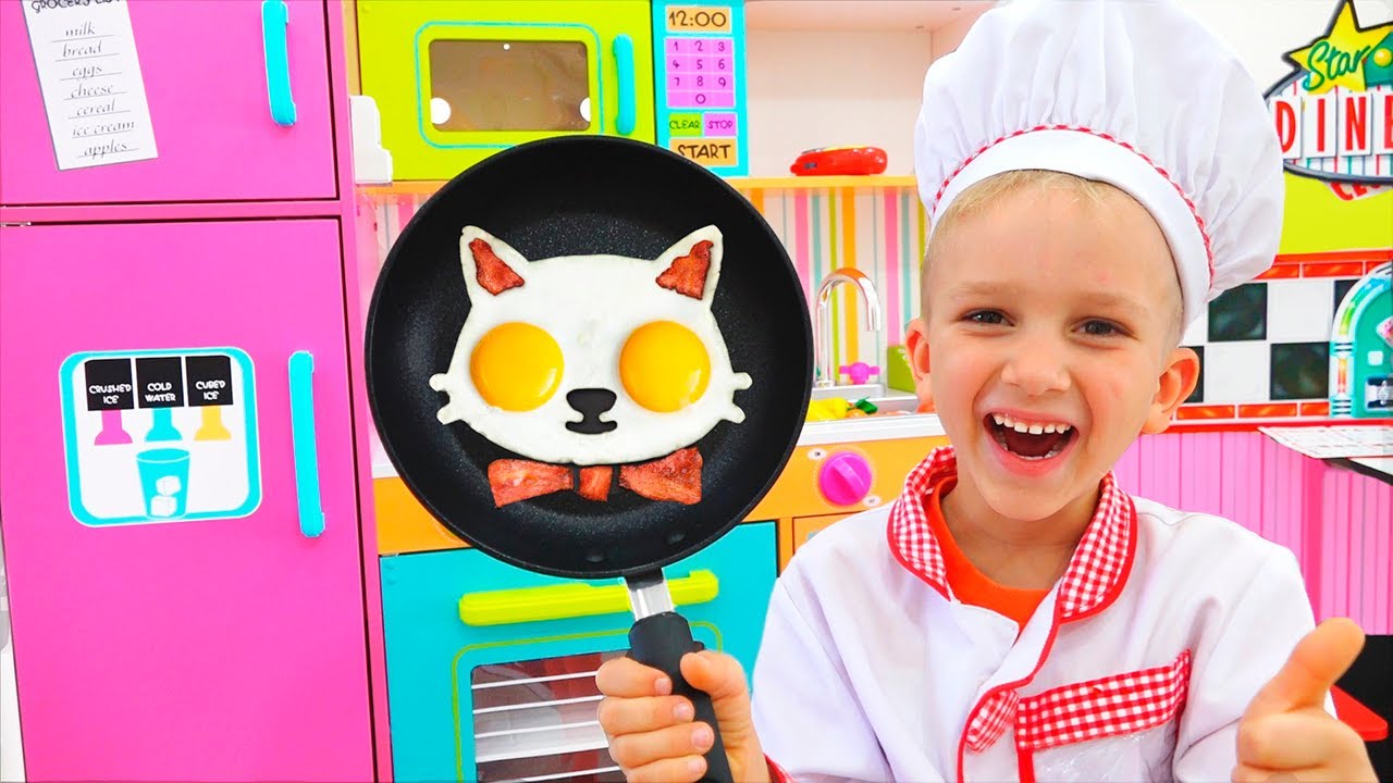 Vlad and Niki Cooking Breakfast for Mama - Funny stories for kids