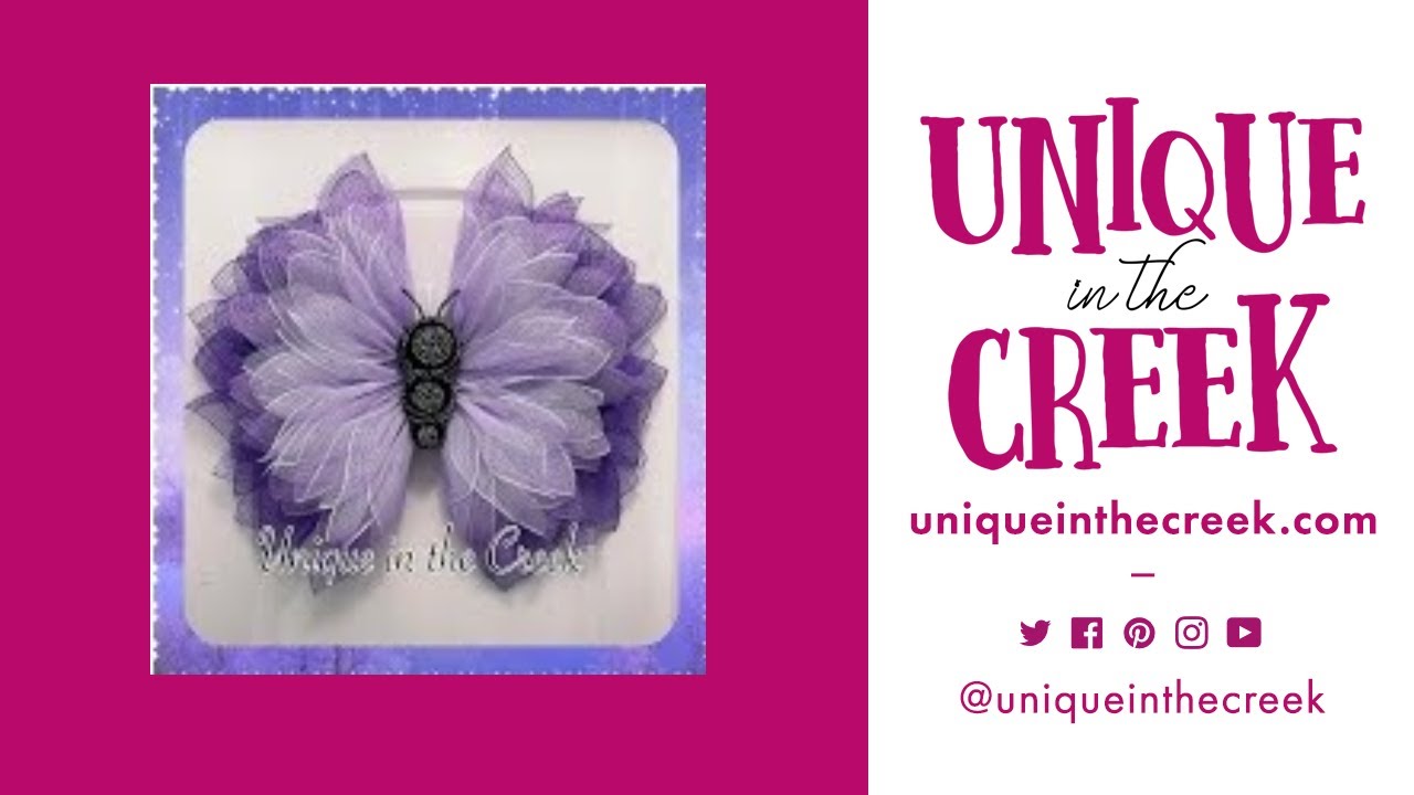 Easy Beautiful DIY Deco Mesh Flower Butterfly Wreath on UITC Wing Board