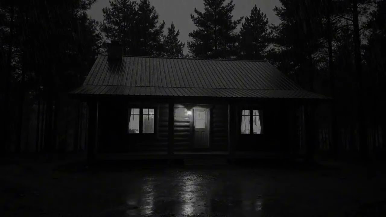 Rainfall Outside a Warm Cabin Window | Calm Night Rain Sounds for Sleep