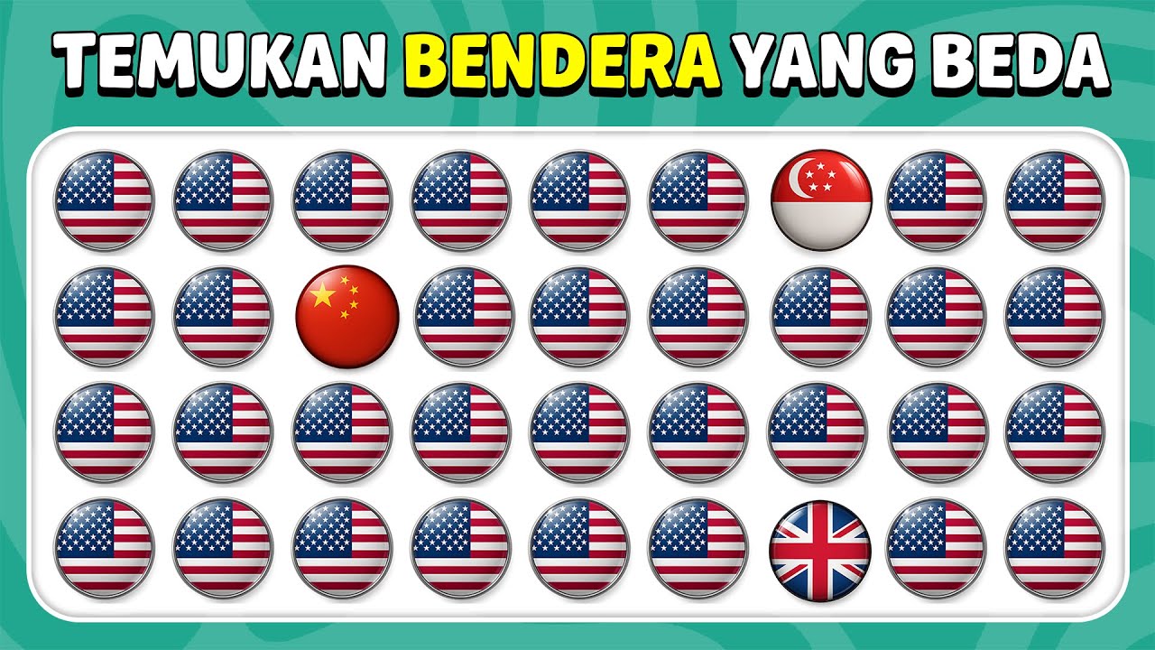 Temukan Emoji Yang Beda - Edisi Bendera | Mudah, Sedang, Sulit | 30 Level Terbaik | Kuis Lebah