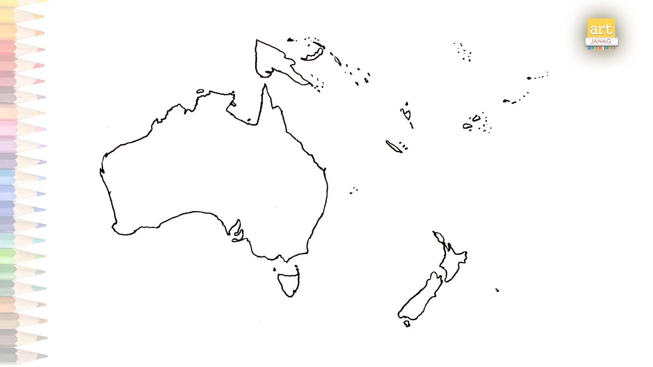 Oceania continent map outline drawing | How to draw Oceania continent map | Map drawing videos easy