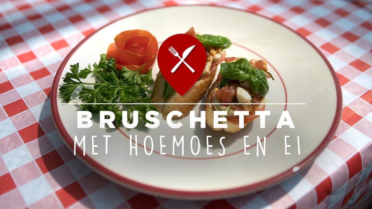 Voorgerecht: bruschetta van tomaat & ei met Hoemoes