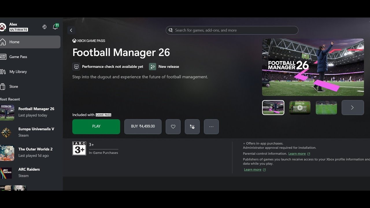 Исправление проблемы с установкой Football Manager 26 в приложении Xbox/Microsoft Store на ПК