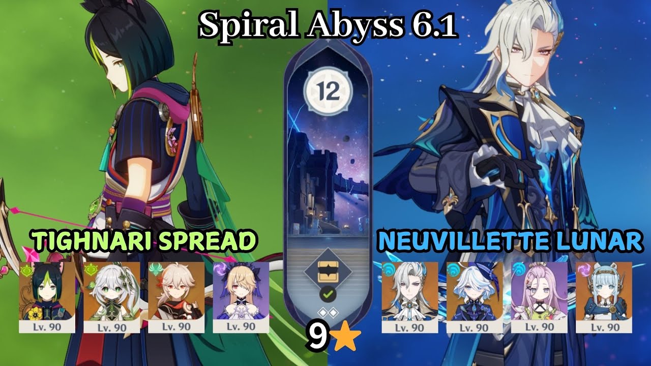 C1 Tighnari Spread & C0 Neuvillette Lunar-Charged | Spiral Abyss 6.1 Luna II | Full Star Clear