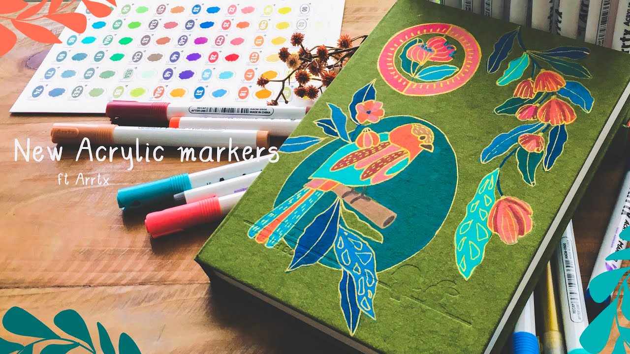 Painting/drawing the cover of my new sketchbook 📚 with acrylic markers ft Arrtx