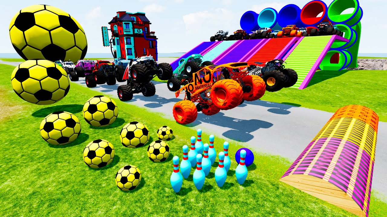 High Speed Crashes Monster Trucks | Transportation with Crashing & Jump in BeamNG.drive #024