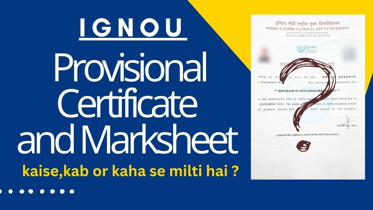IGNOU Provisional Certificate and Marksheet |How to apply? | Dispatched Status?🤔