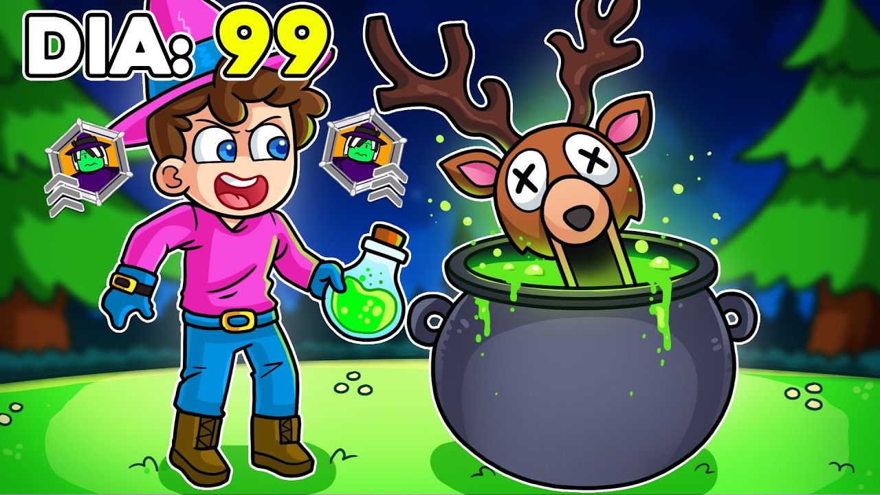 ¡SOBREVIVÍ con la CLASE de BRUJA en 99 NOCHES! 💀🧙🏻🧹🦌 SILVIOGAMER en 99 Noches en el Bosque