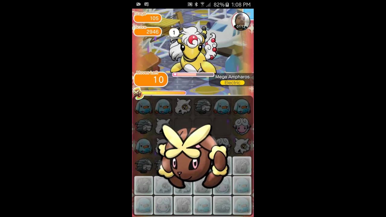 Pokémon Shuffle Mobile   Stage 105   Mega Ampharos