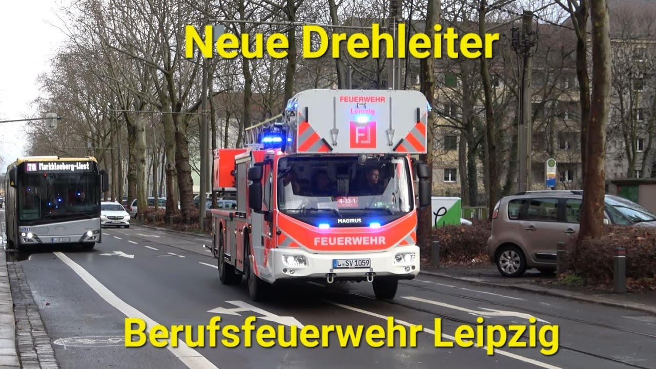 [Neue Drehleiter] HLF 20 + DLK BF Leipzig FW Süd auf Einsatzfahrt