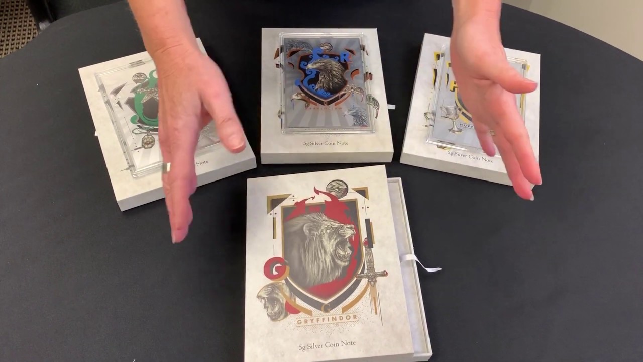 HARRY POTTER - HOGWARTS HOUSE BANNERS - 5gm Silver Coin Notes