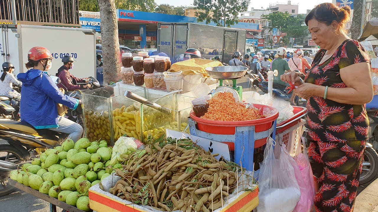 Street Food - Fruit Ninja Of Street, Young Mango With Super Spicy Chili Salt