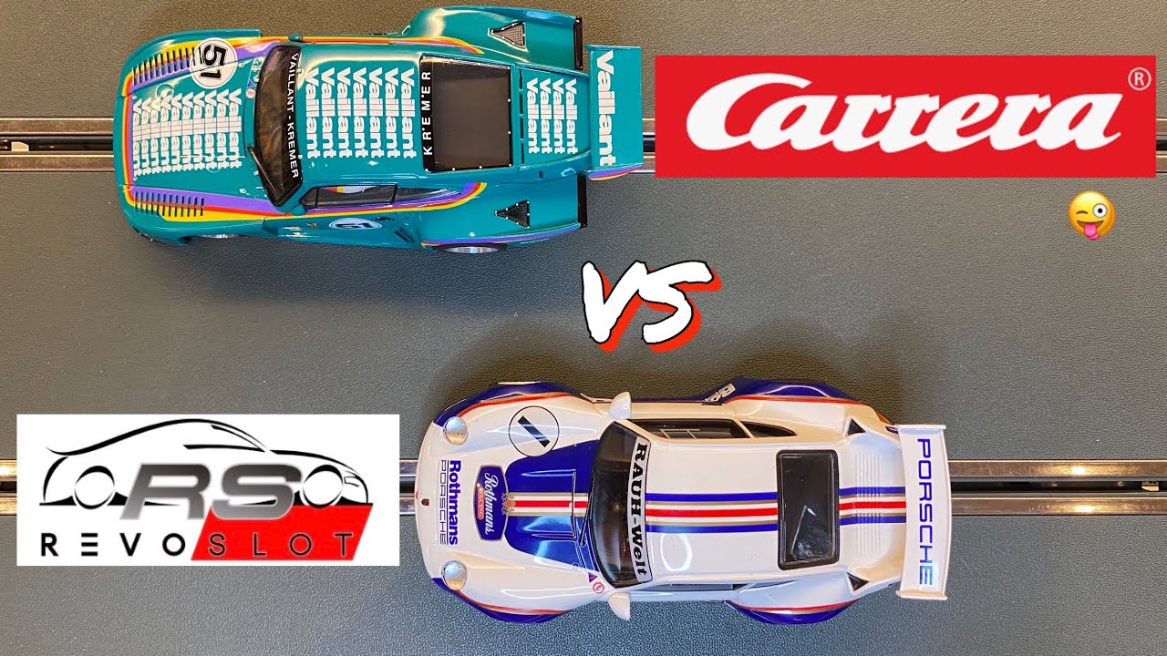 Carrera Porsche 935 vs. RevoSlot Porsche GT2 - 10 Laps Race on a 20m Ninco slotcar track