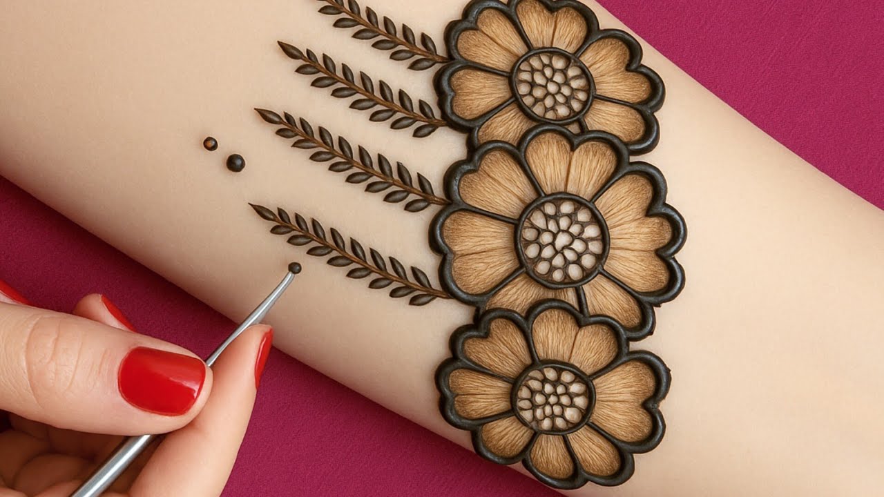 Floral Full Hand Mehndi Design ll Step by Step Mehndi Design ll Front Hand Mehndi Designs ll Mehndi