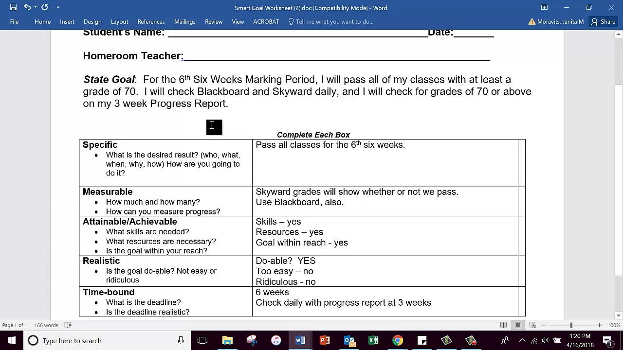 SMART Goal and Action Plan Worksheet Video Tutorial