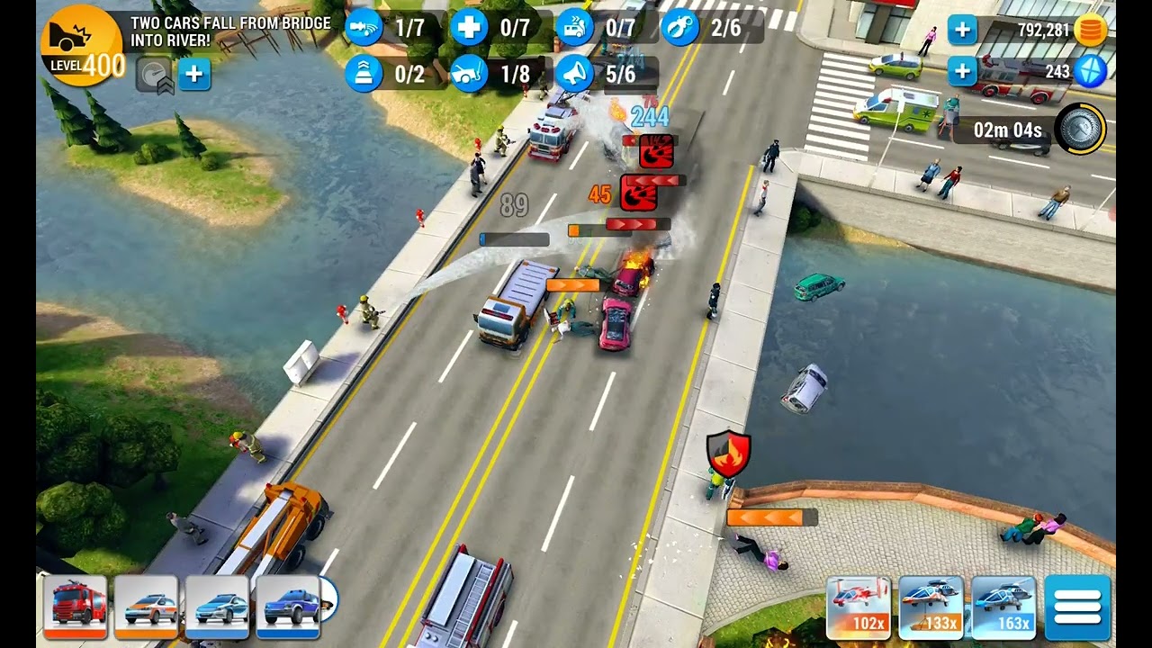 Emergency HQ, Hero Level 138, Two cars fall from bridge into river