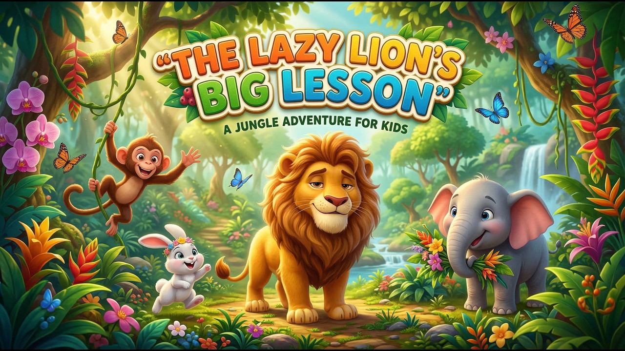 Ленивый лев учится работать в команде | История о животных джунглей для детей | Mani Happy Kids