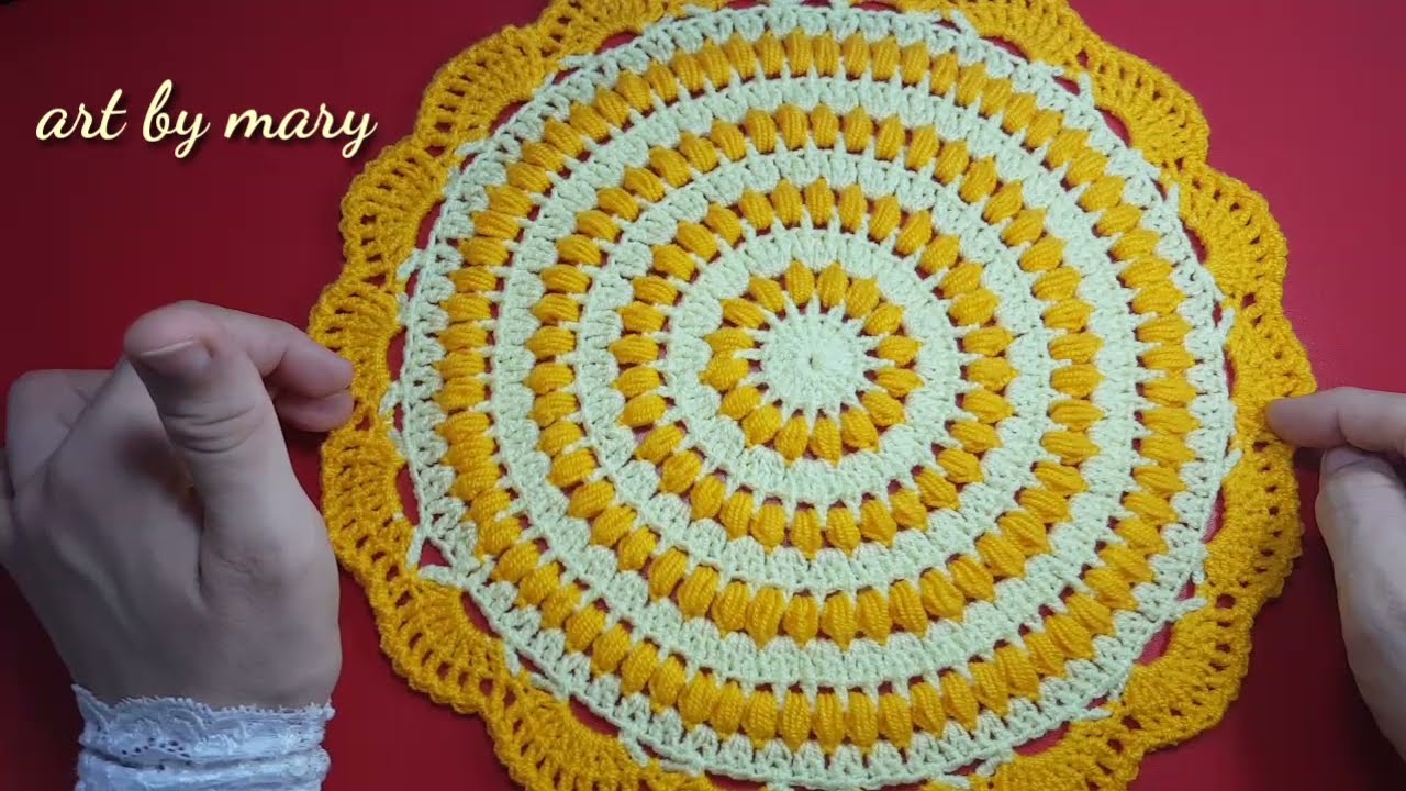 آموزش بافت زیر بشقابی ذرتی //رومیزی قلاب بافی//  table mat crochet