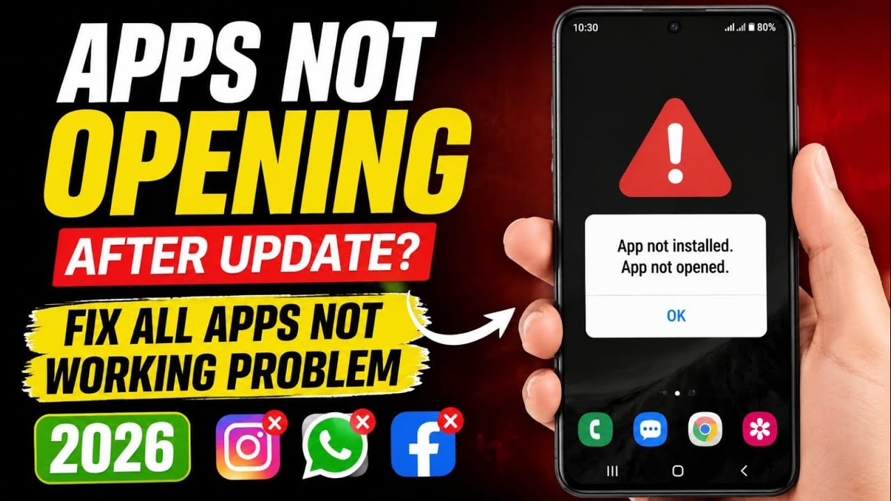 Apps Not Opening After Update? Fix All Apps Not Working Problem 2026 | Android Apps Crash Solution