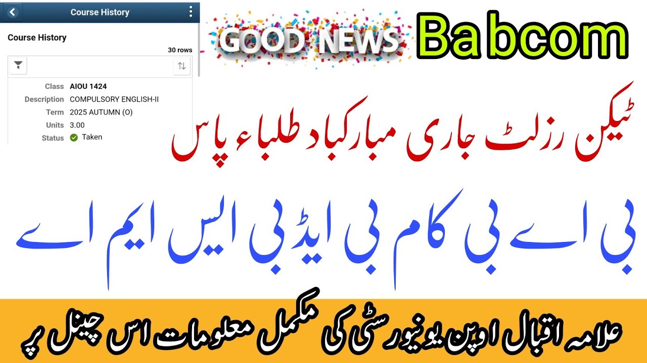 AIOU Results: How to Check AIOU BA, B.Com, BS, and B.Ed Results 2026 | Allama Iqbal Open Universi...