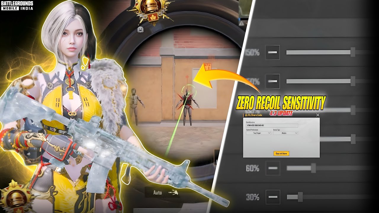 PUBG/BGMI 4.3 UPDATE SENSITIVITY CODE | PUBG BEST SENSITIVITY SETTINGS | Sensitivity settings 2026