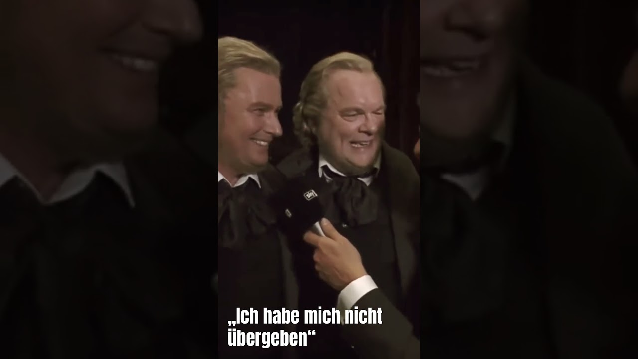 Klaus Florian Vogt und Michael Volle backstage nach der Meistersinger-Premiere in Bayreuth.