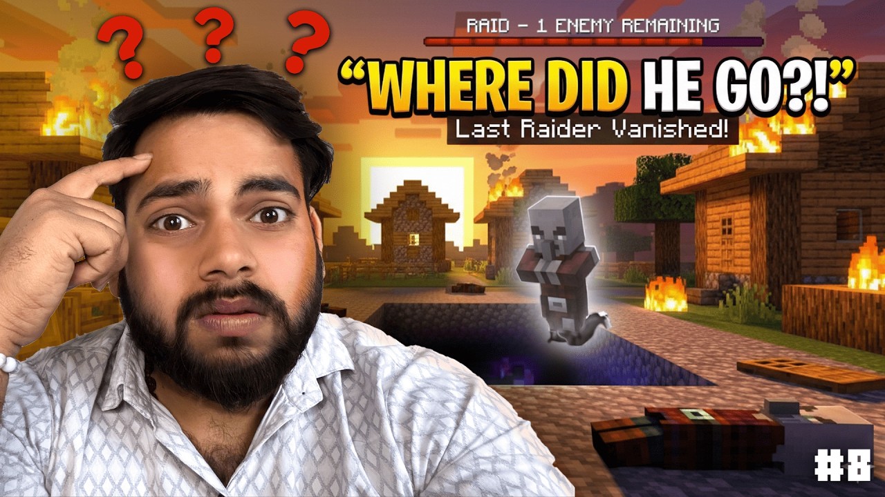 Minecraft Raid Glitch? Last Raider Disappeared! | Minecraft Survival #8