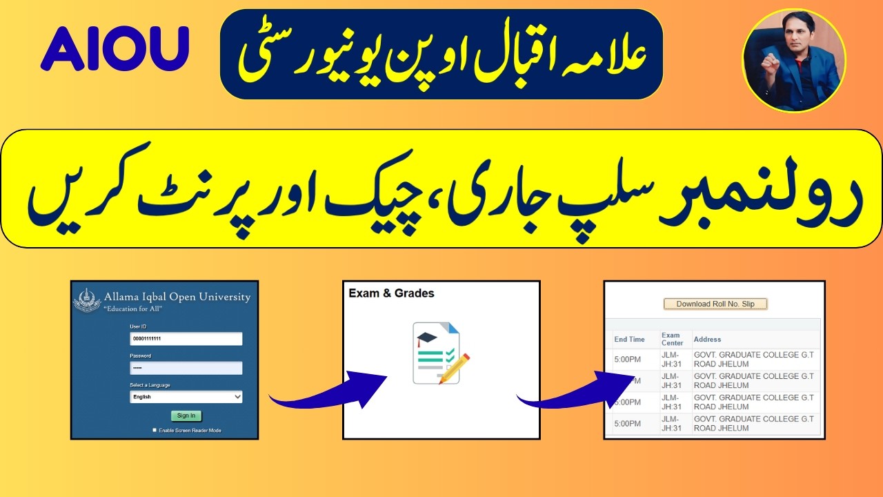 AIOU Roll No Slip | How to Check Roll No Slip | How to Download | How to Print | CMS Portal