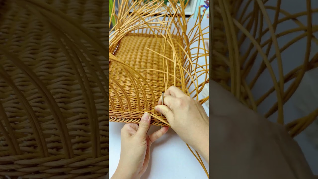 How to weave big storage basket with rattan #diy #rattan #basketmaking #diybasket