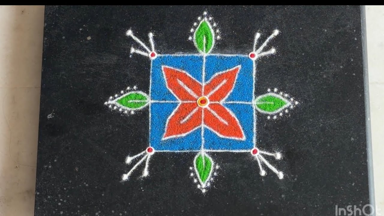 Traditional 3X3 dot rangoli | Simple and easy rangoli for beginners | Daily rangoli ideas #rangoli 