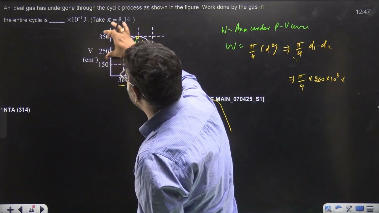 An ideal gas has undergone through the cyclic process 07 APR 2025 SHIFT-1 JEE MAIN PYQ