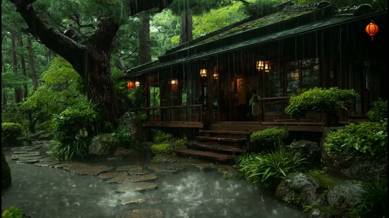 Gentle Rain Around a Cozy Forest Cabin 🌧  Deep Sleep & Relaxing Rain Sounds