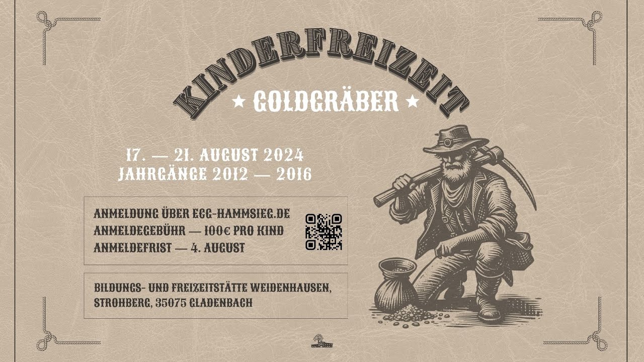 Kommt mit zur Goldgr&auml;ber - Kinderfreizeit 2024!