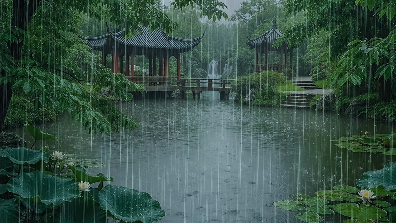 Rainy Day on Peaceful Forest Lake for Better Sleep | ASMR Forest Rain to Ease Fatigue
