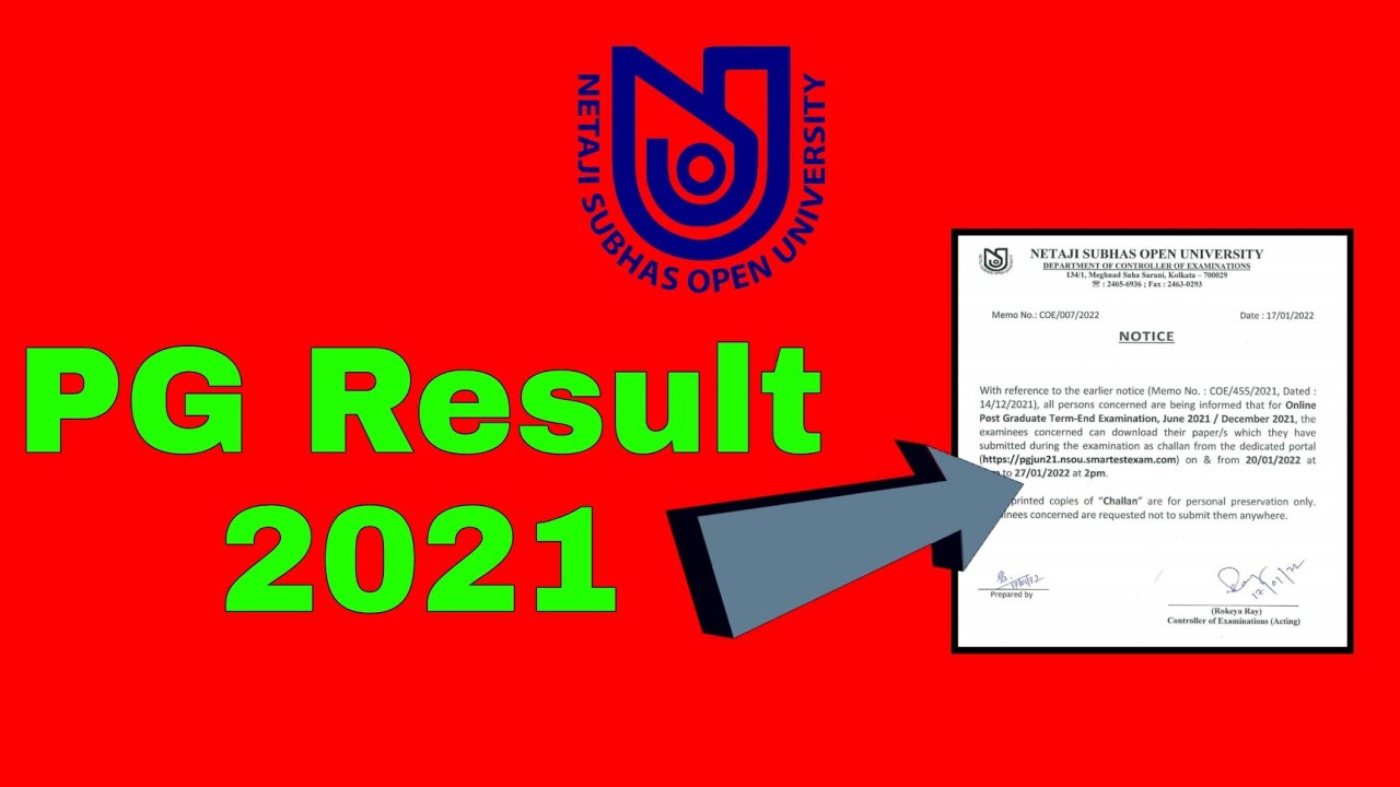 NSOU PG Result Or Challan 2021 Publish🔥🔥