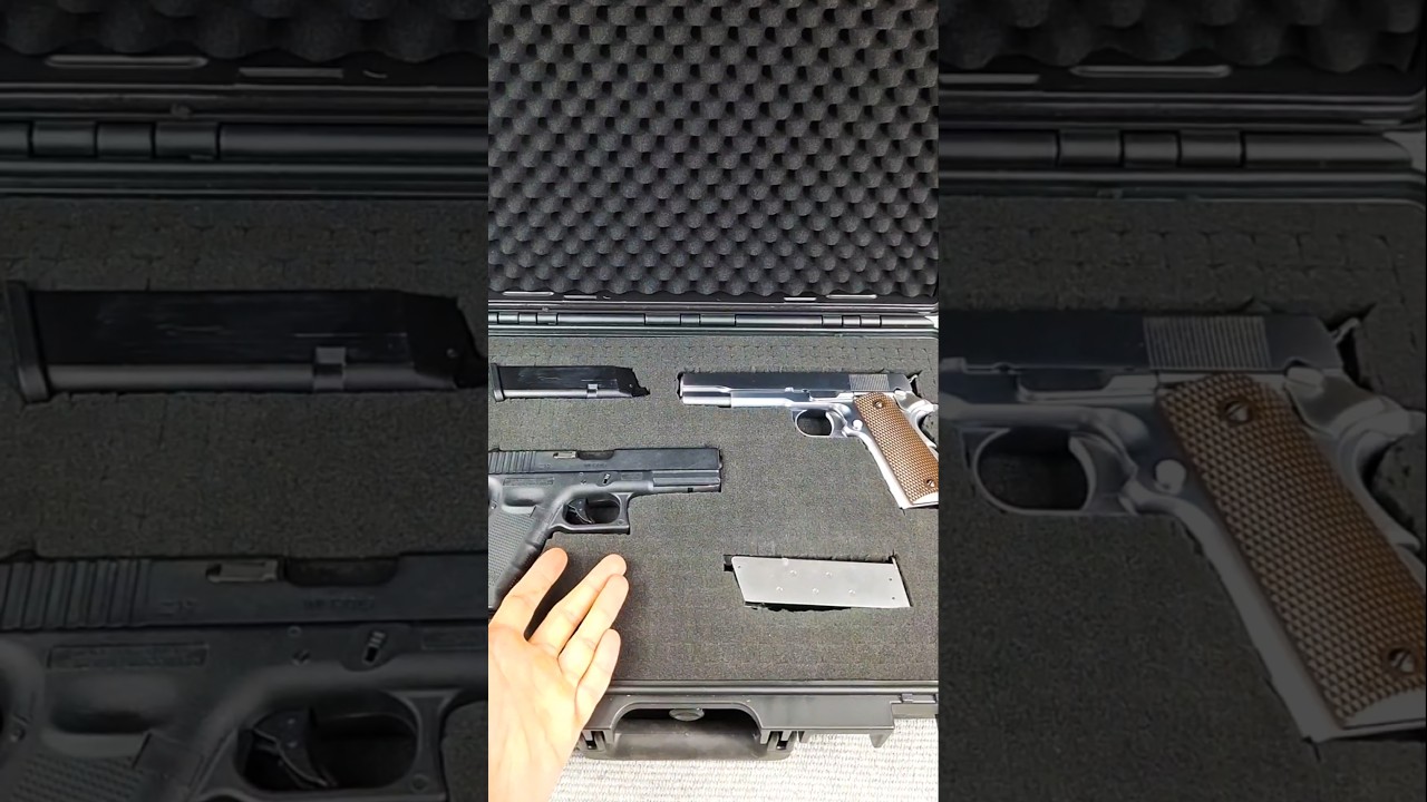 Glock 18 & Colt 1911&ndash;Airsoft Beauty in a Waterproof Case!Link in Description