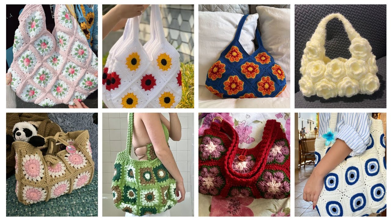 #1 unique stylish crochet hand bags designs/latest attractive crochet purse designs