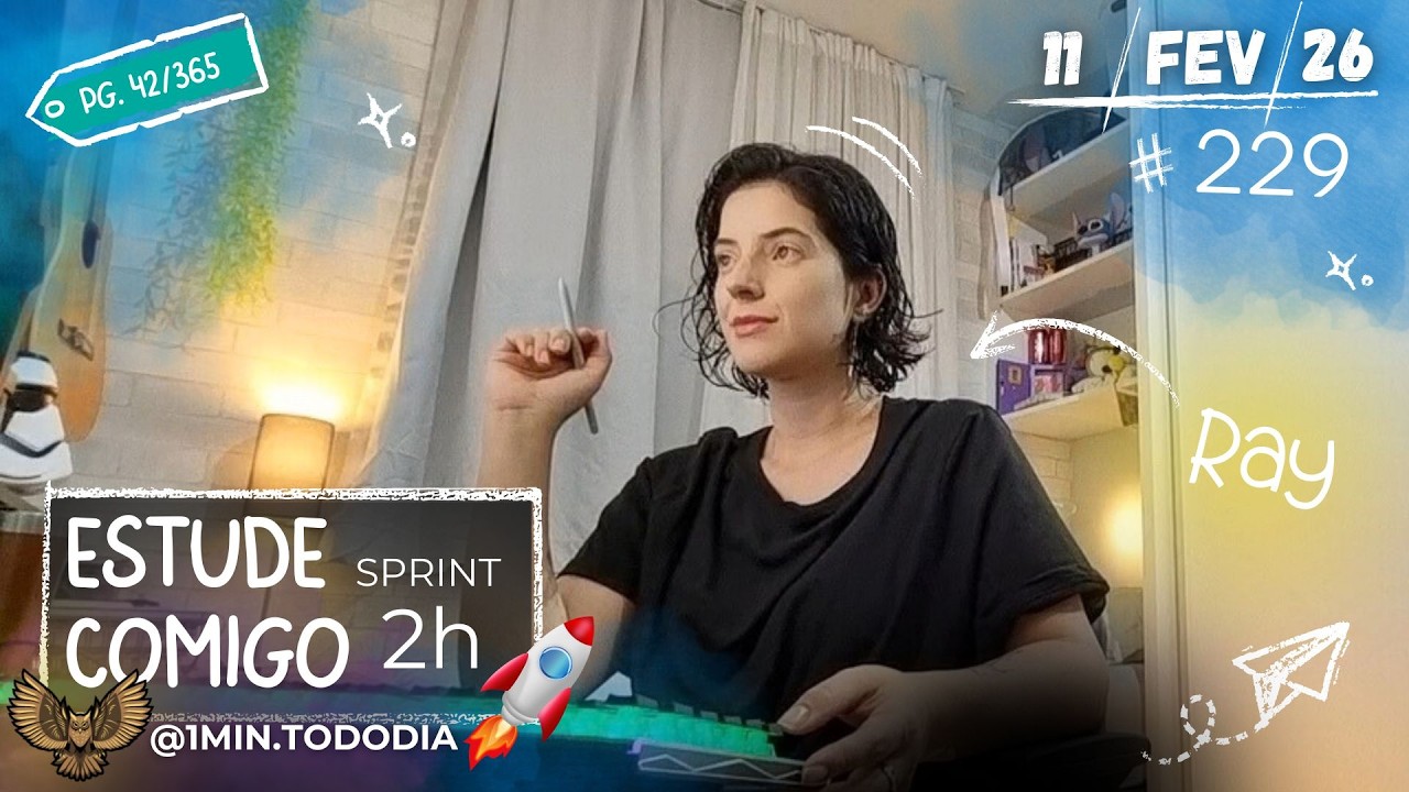 📚Estude Comigo 🚀Sprint 2h | Lo-Fi e Chuva 🎶🌧️ |🔴Live 229 |🦉Ray #1mintododia🔥