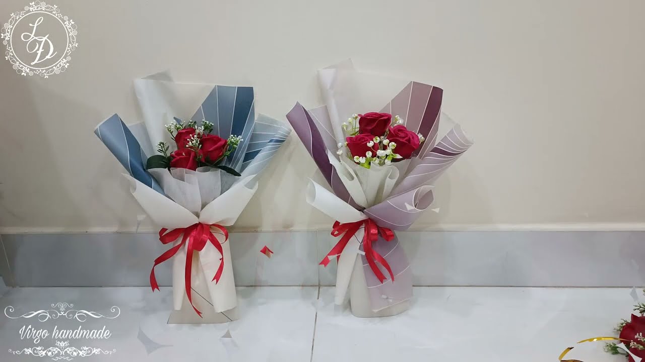 Hướng Dẫn Cách Bó Hoa Sáp 3 Bông Đơn Giản | Virgo handmade  #cachbohoasap #cachbohoa #hoasapthom