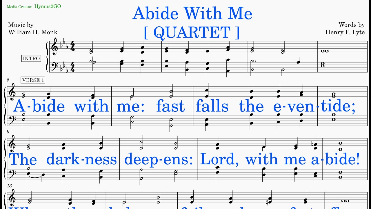 Abide With Me  (Monk - Lyte) [v2] Quartet