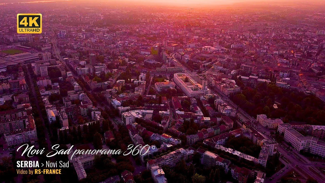 4K - Novi Sad, Panorama 360° on Sunset & Night
